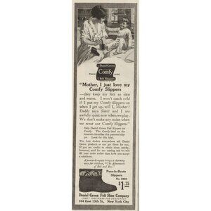 Daniel Green Comfy Felt Slippers Vintage Print Ad 1917 New York City NY u